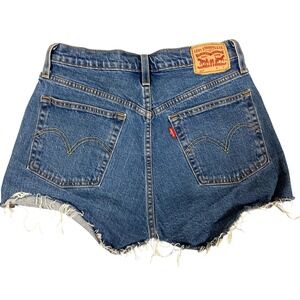 Levis 501 Original High Waisted Cut Off Denim Shorts Medium Wash Blue Womens